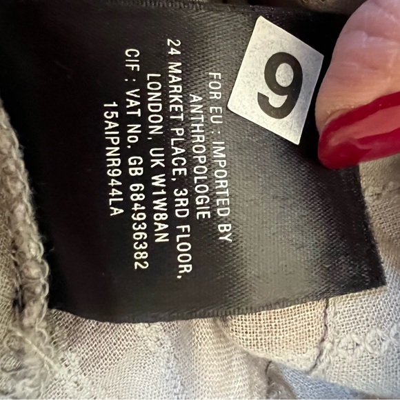 Meadow Rue Anthropologie Embroidered Cotton Skirt Gray A-Line Pockets Size 12 - Picture 6 of 6